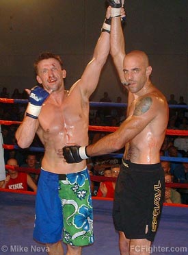 Ax Fighting 12: T. Jay Thompson (left) and Ryan Alvarez post-fight - Photo by Mike Neva