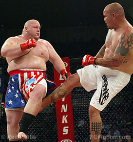 Wesley 'Cabbage' Correira (right) vs. Eric 'Butterbean' Esch - Photo by Keith Mills