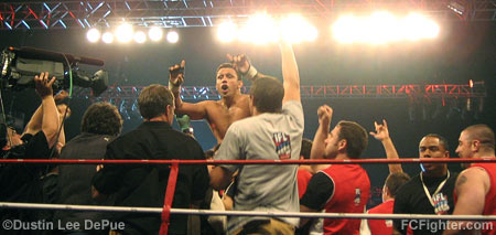 IFL: Renzo Gracie celebrates with his team after submitting Pat Miletich - Photo by Dustin Lee DePue