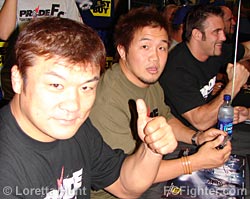 Hidehiko Yoshida (left), Kazuhiro Nakamura, with Phil Baroni in the background 