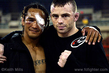 Stephen 'Bozo' Paling (left) and Jens Pulver post-fight