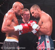 Anderson Silva (left) faces off against Tadeu Sanmartino