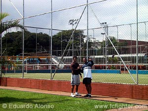 Vitor and  Eugenio Fuentes by soccer field