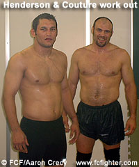 Dan Henderson and Randy Couture during a workout