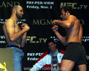 Matt Lindland and Phil Baroni at UFC 34 weigh-in