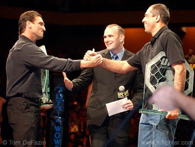 MMA legends Royce Gracie and Ken Shamrock are inducted into the UFC Hall of Fame by Dana White